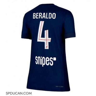 Zenski Nogometni Dres Paris Saint-Germain Lucas Beraldo #4 Domaci 2025-26 Kratak Rukav Zenski Nogometni Dres Paris Saint-Germain Lucas Beraldo #4 Domaci 2025-26 Kratak Rukav